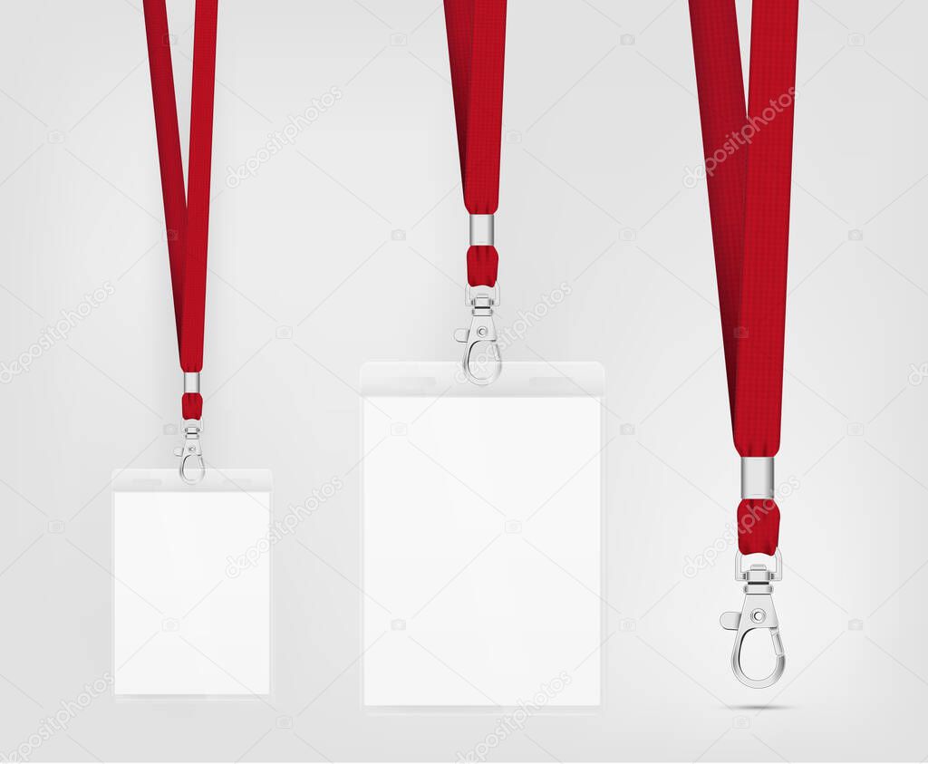 Lanyard design with cord. Cord texture effect. Simple lanyard for events. Label template for your design. Vector illustration