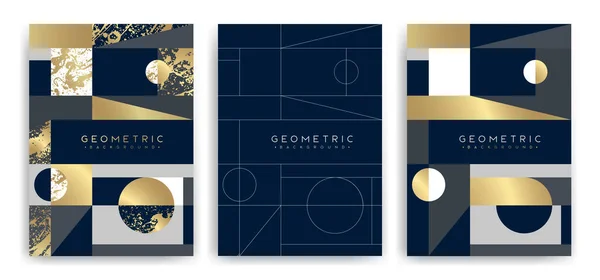 エレガントな幾何学的なデザインのテンプレート 大理石の効果のテクスチャ 黄金の線や幾何学的な形状 ベクトルパターンデザイン カード 包装装飾に適しています — ストックベクタ