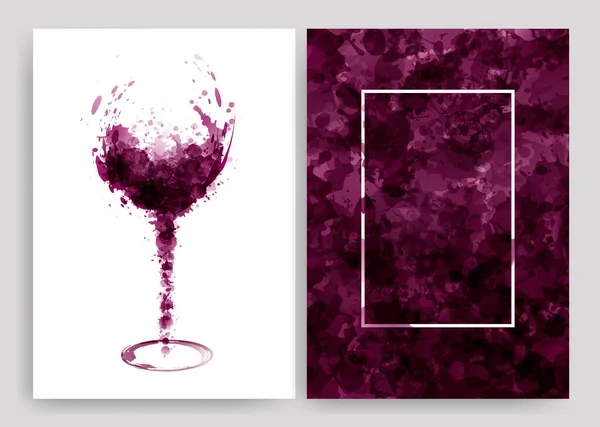 Illustrazione Vetro Con Macchie Vino Rosso Sfondo Macchie Gocce Vino — Vettoriale Stock