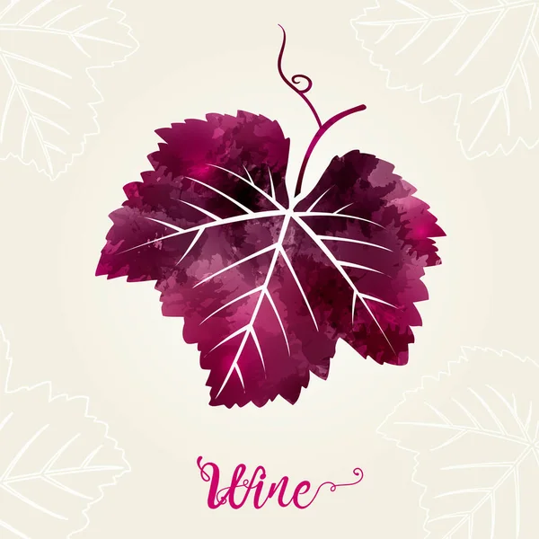 Ilustração Folha Videira Cor Vinho Tinto Fundo Manchas Cor Vinho — Vetor de Stock