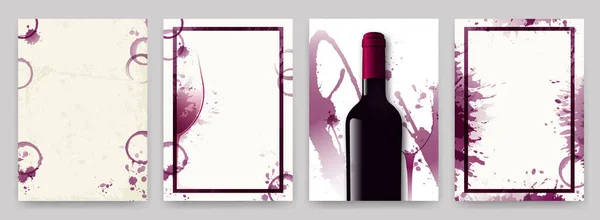 Collezione Modelli Con Disegni Vino Brochure Manifesti Biglietti Invito Banner — Vettoriale Stock