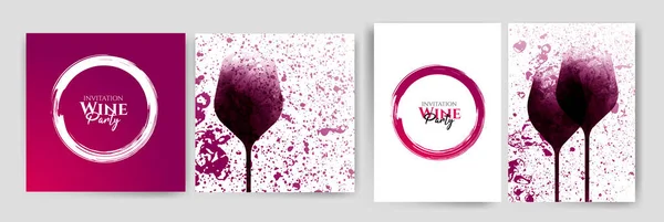 Sammlung Von Vorlagen Mit Weindesigns Weinglas Illustration Hintergrund Textur Und — Stockvektor