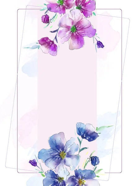 Suluboya çiçekler. Çiçek elementleri ile arka plan — Stok fotoğraf