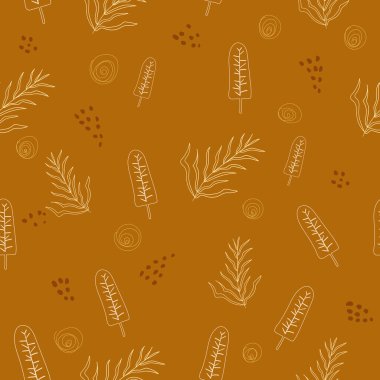 Vektörde modaya uygun, pürüzsüz model. Sonbahar yaprakları