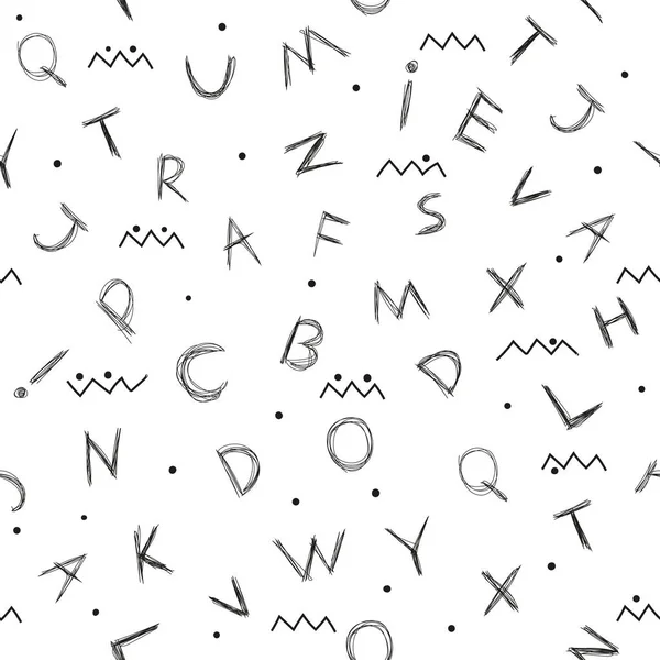 Motif alphabet, lettres dessinées à la main. Lettres sur fond blanc. — Photo