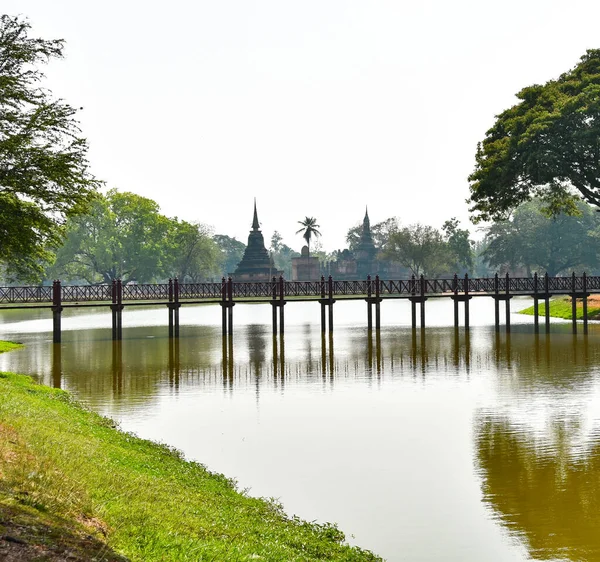 Com Base Parque Histórico Sukhothai Tailândia — Fotografia de Stock