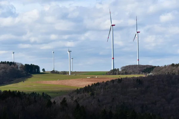 Wind turbines in the Eifel with great nature