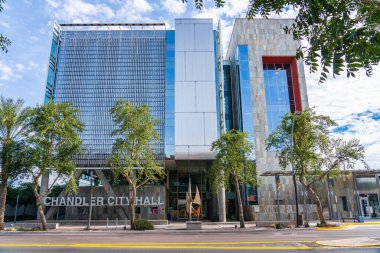 Chandler, AZ - 3 Aralık 2019: Smith Group, 2012 'de Good Design' dan Yeşil Tasarım ödülü alan Chandler Belediye Binası 'nın mimarlarıydı..