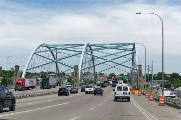 Providence, Rhode Island - 10 Haziran 2019 Providence River Köprüsü Iway adında 610 milyon dolarlık bir projenin bir parçası..