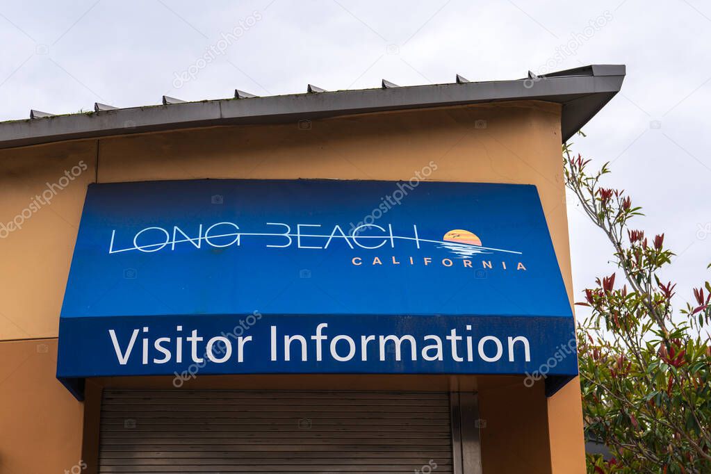 Long Beach, CA - March 12, 2025: Visitor Information at the waterfront.