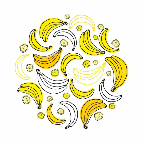 Ensemble Vecteur Fruits Bananes Vives Juteuses Doodle Fruits Pour Papier — Image vectorielle