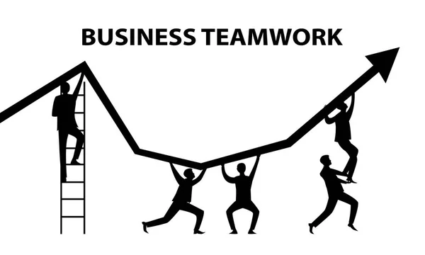 Vektor Illustration Von Business Teamwork Einfachem Schwarz Weiß Doodle — Stockvektor