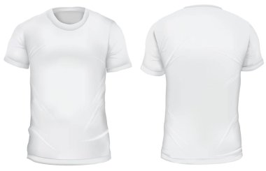 Vektör çizim. Boş erkek t-shirt, ön ve arka sayısı. Degrade kafes gömlek tasarım. Beyaz izole