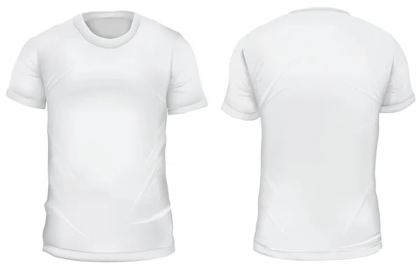 Ilustração Vetorial Camiseta Masculina Branco Vista Frontal Traseira Projeto Camisa —  Vetores de Stock