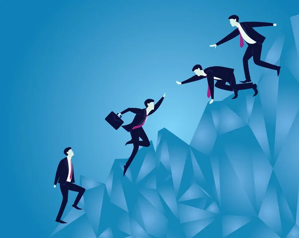 Vector Illustration Business Teamwork Leadership Concept Businessmen Working Together Helping Stock Illustration