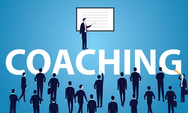 Ilustração Vetorial Conceito Mentoria Coaching Negócios Líder Dando Orientação Ensinando — Vetor de Stock