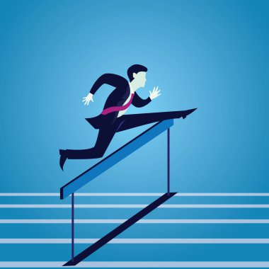 Vecor illüstrasyon, işadamı engel atlama koşma parça, iş kavramı meydan Engelli.