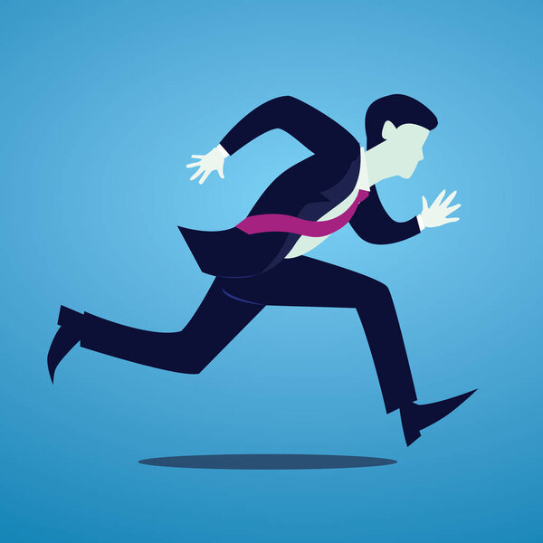 Vector illustration of businessman spint running, fast business concept