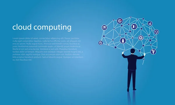 Illustration Vectorielle Des Liens Homme Affaires Cloud Computing Concept Connexion — Image vectorielle