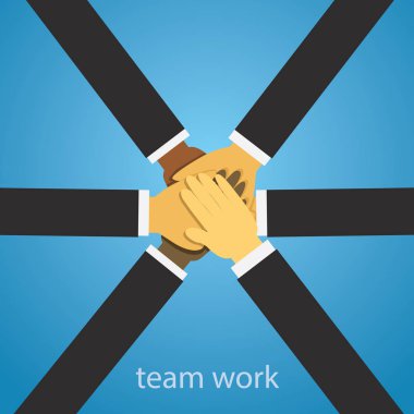 Vektör çizimi. Takım çalışması konsepti. Simge kelime tipografisi ve takım çalışması liderliğinin sembolü sıkı çalışma takım stratejisi
