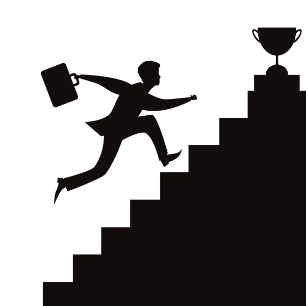 Vektör Illusration Başarılı Zafer Ödül Üst Ulaşmak Için Merdiven Üzerinde — Stok Vektör