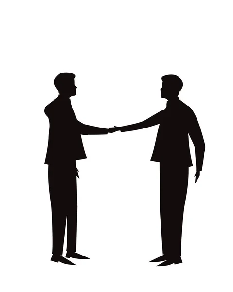 向量例证 企业团队合作协议合作伙伴的概念 商人握手在一起 黑色和白色的轮廓 — 图库矢量图片