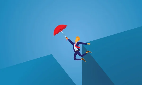 Ilustração Vetorial Empresário Voando Com Guarda Chuva — Vetor de Stock