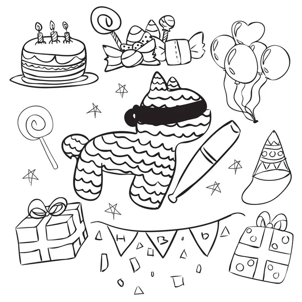 Festa de aniversário Doodle — Vetor de Stock