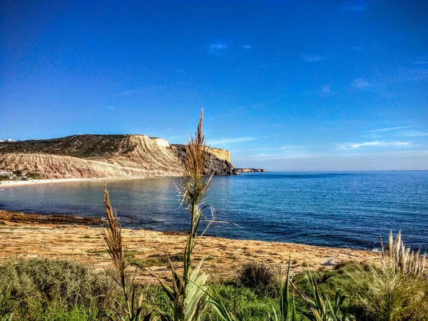 Les Plages Sable Luz Sur Côte Dorée Algarve Portugal — Photo