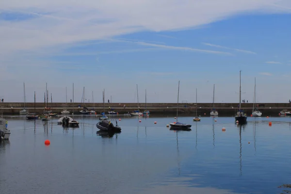 Small Sea Going Vessels Anchored Howth Harbour Dublin Ireland — Stock Photo, Image