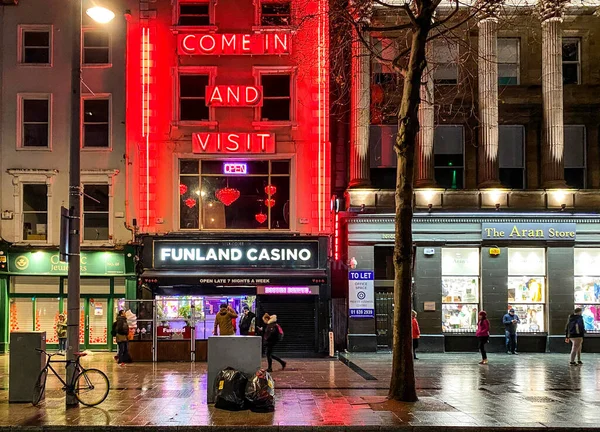 Una Sección Connell Street Dublín Irlanda Por Noche Incluyendo Funland —  Fotos de Stock