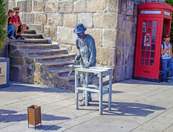 Uno Dei Tanti Artisti Statue Viventi Strada Che Prestano Colore — Foto Stock