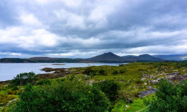 Derryvegal, County Cork, İrlanda yakınlarındaki Beara Yarımadası 'nın güzel verimli manzarası.
