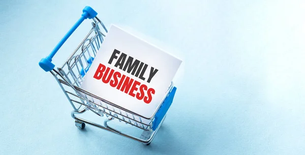 Tekst Family Business Het Notitieblok Winkelwagen — Stockfoto