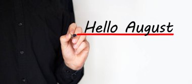 El yazısı yazması Merhaba ağustos İşaretli, konsept