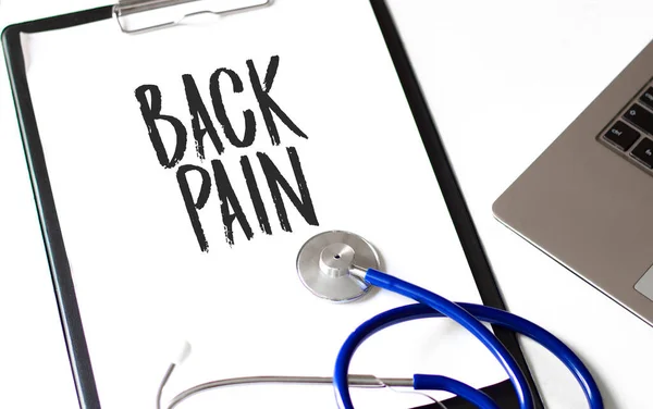 Back Pain Card Hands Medical Doctor — Stock Photo, Image