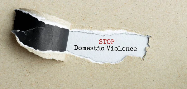 Text Stop Domestic Violence Appearing Torn Brown Paper — Stock Photo, Image