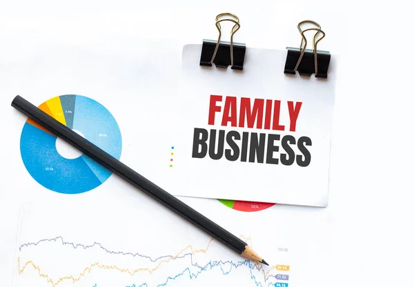 Notitieblok Met Tekst Family Business Business Charts Pen — Stockfoto