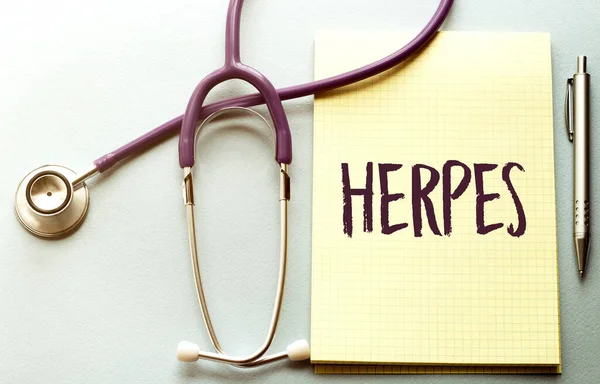 Scheda Herpes Del Medico Concetto Medico — Foto Stock