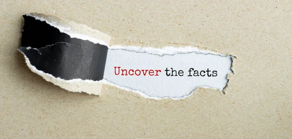 Text Uncover Facts Appearing Torn Brown Paper — Stock Photo, Image