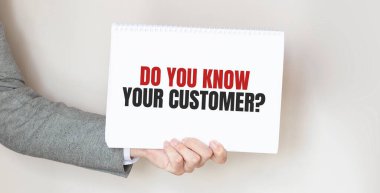 Elinde yazılı bir kart tutan bir işadamı. KÜTÜRÜNÜĞünüzü biliyor musunuz?