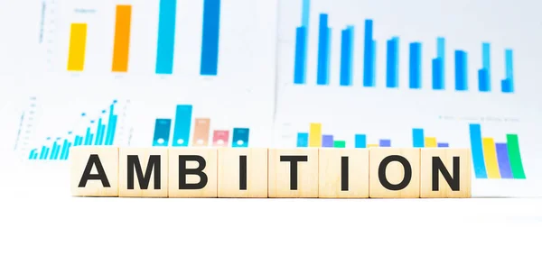 Word Ambition Made Wood Building Blocks — Stock Photo, Image