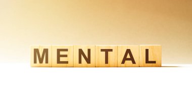 Kelime MENTAL ahşap yapı taşları ile yapılır