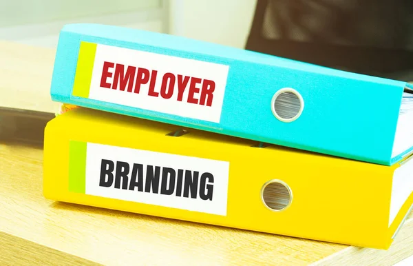 Δύο Φάκελοι Γραφείου Κείμενο Employer Branding — Φωτογραφία Αρχείου