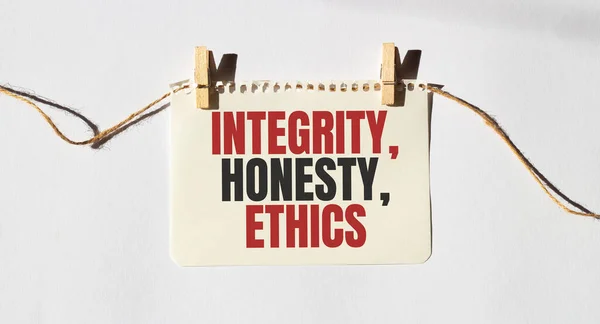 Картка Текстом Integrity Honesty Ethics Діаграма Білий Фон — стокове фото