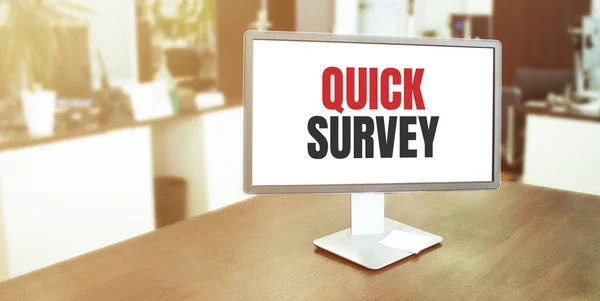 Monitor Modern Office Quick Survey Text Screen — Stock Photo, Image