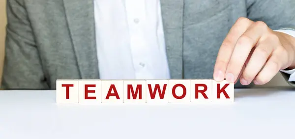 Word Teamwork Készült Építőelemek — Stock Fotó
