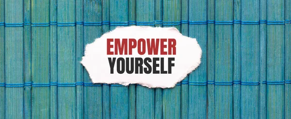 Empower Yourself Text Piece Paper Green Wood Background — Stock Photo, Image
