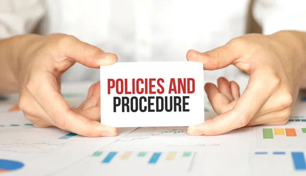 Businesswoman Holding Card Text Policies Procedure — Stock Photo, Image