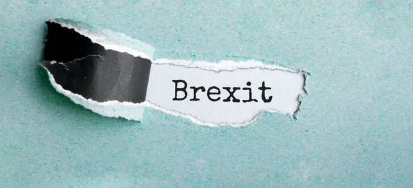 Texte Brexit Apparaissant Derrière Papier Brun Déchiré — Photo